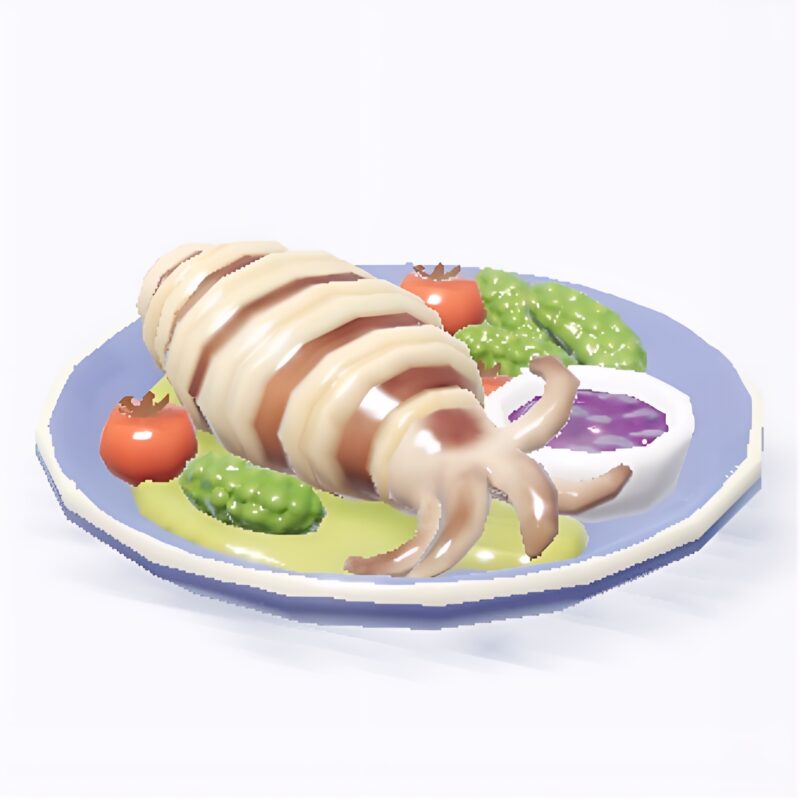 ホエールシーズンの料理『ブルーベリージャム添えイカ焼き』の画像