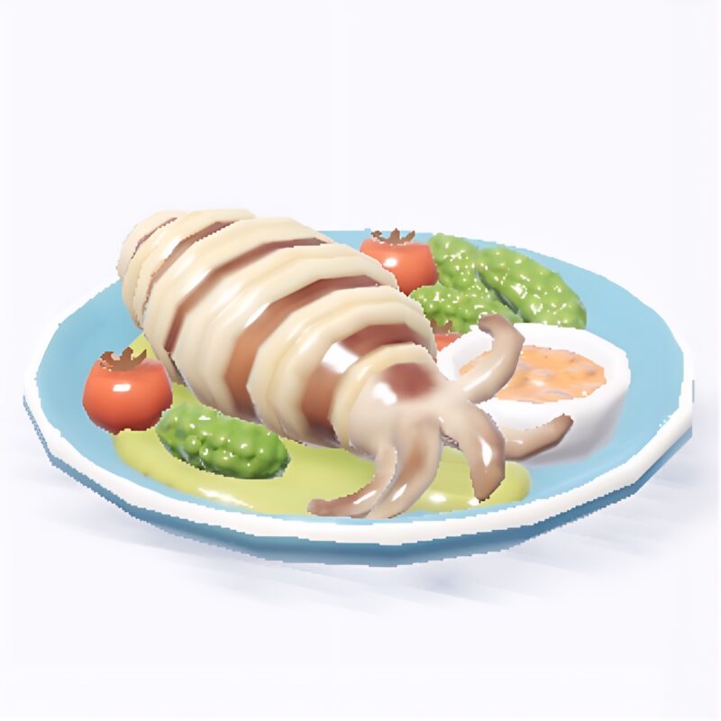 ホエールシーズンの料理『スターフルーツジャム添えイカ焼き』の画像