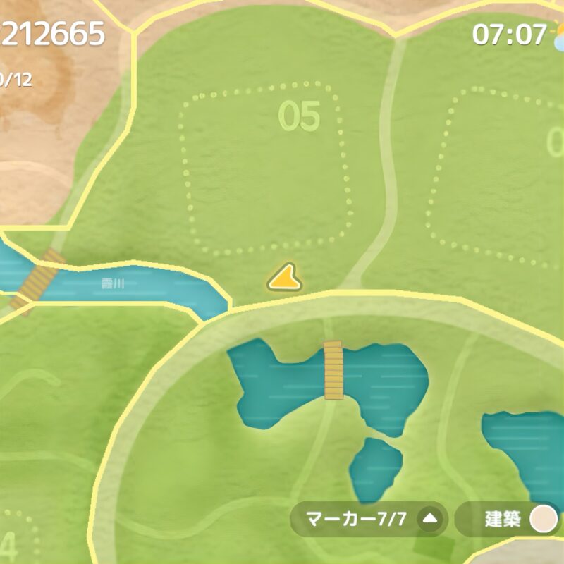 7月12日のハートピアスローライフの蛍石の場所の地図