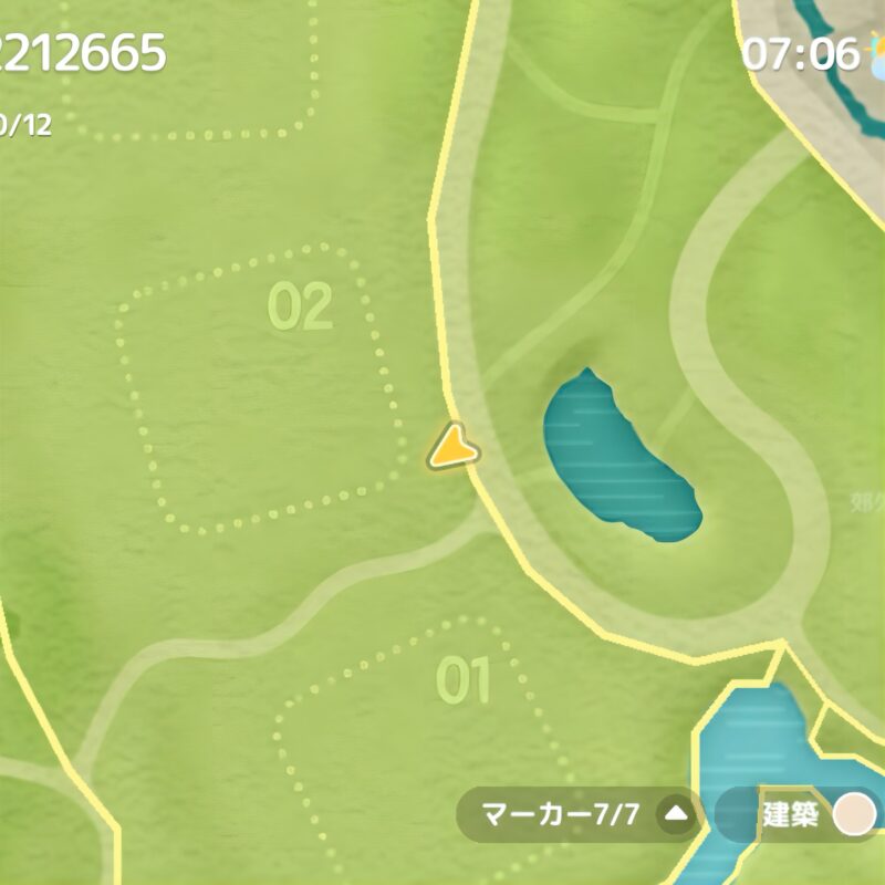 7月12日のハートピアスローライフのオークの場所の地図
