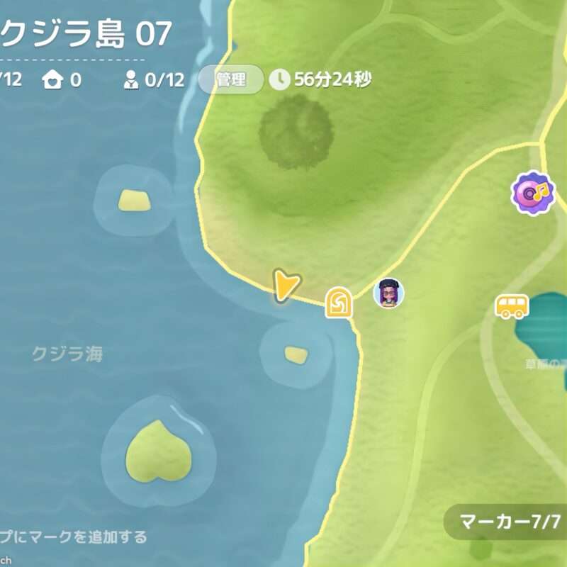 猛暑の砂浴の場所を示したハートピアスローライフの地図