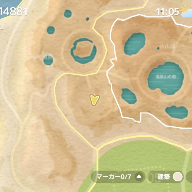 今日（7月27日）の『無垢な蛍石』の場所を示したハートピアスローライフの地図
