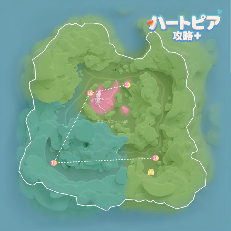 8月22日～8月29日のピンクバブルの場所を示したホエールフォールの地図