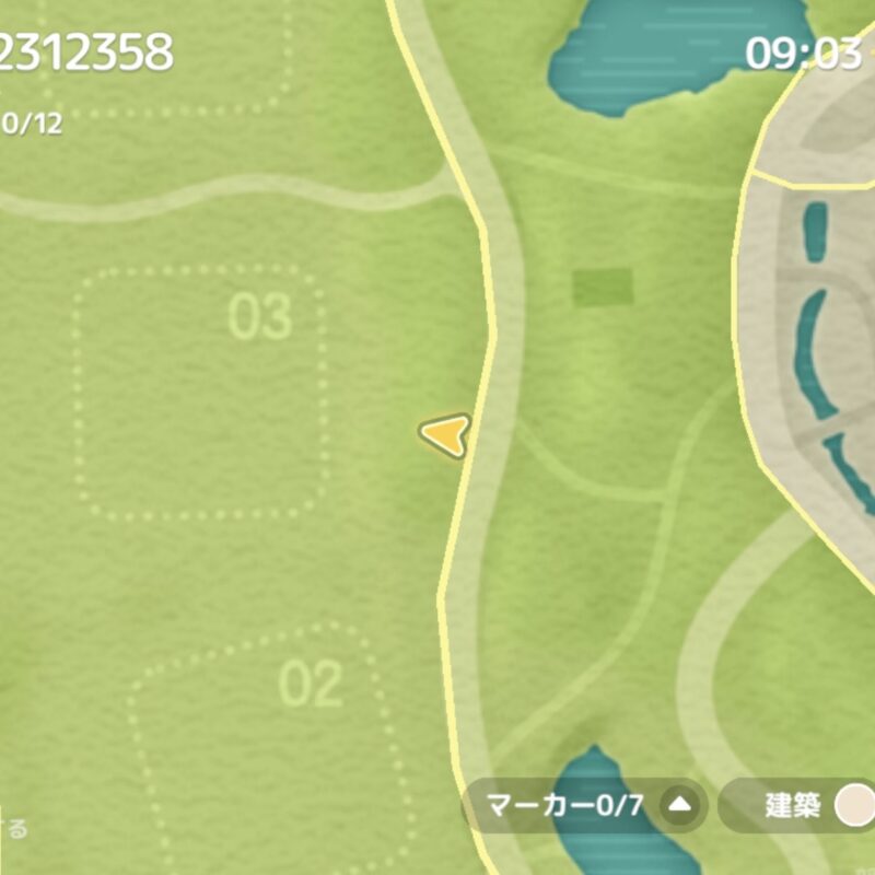 今日（8月26日）の『無垢な蛍石』の場所を示したハートピアスローライフの地図