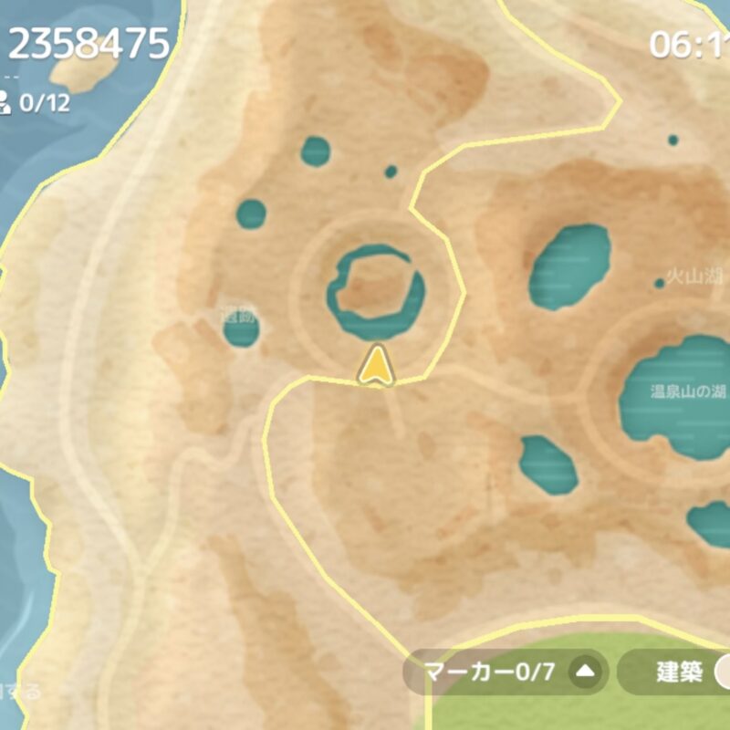 フェス「原始の呼び声」のイベント「原始の暮らし」にある「原始の呼び声」のスタンプバブルを示したハートピアの地図画像